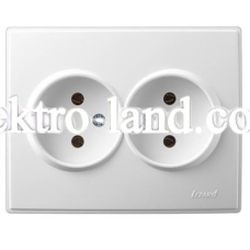 Розетка двойная без заземления Lezard Lesya, белая (705-0202-128)